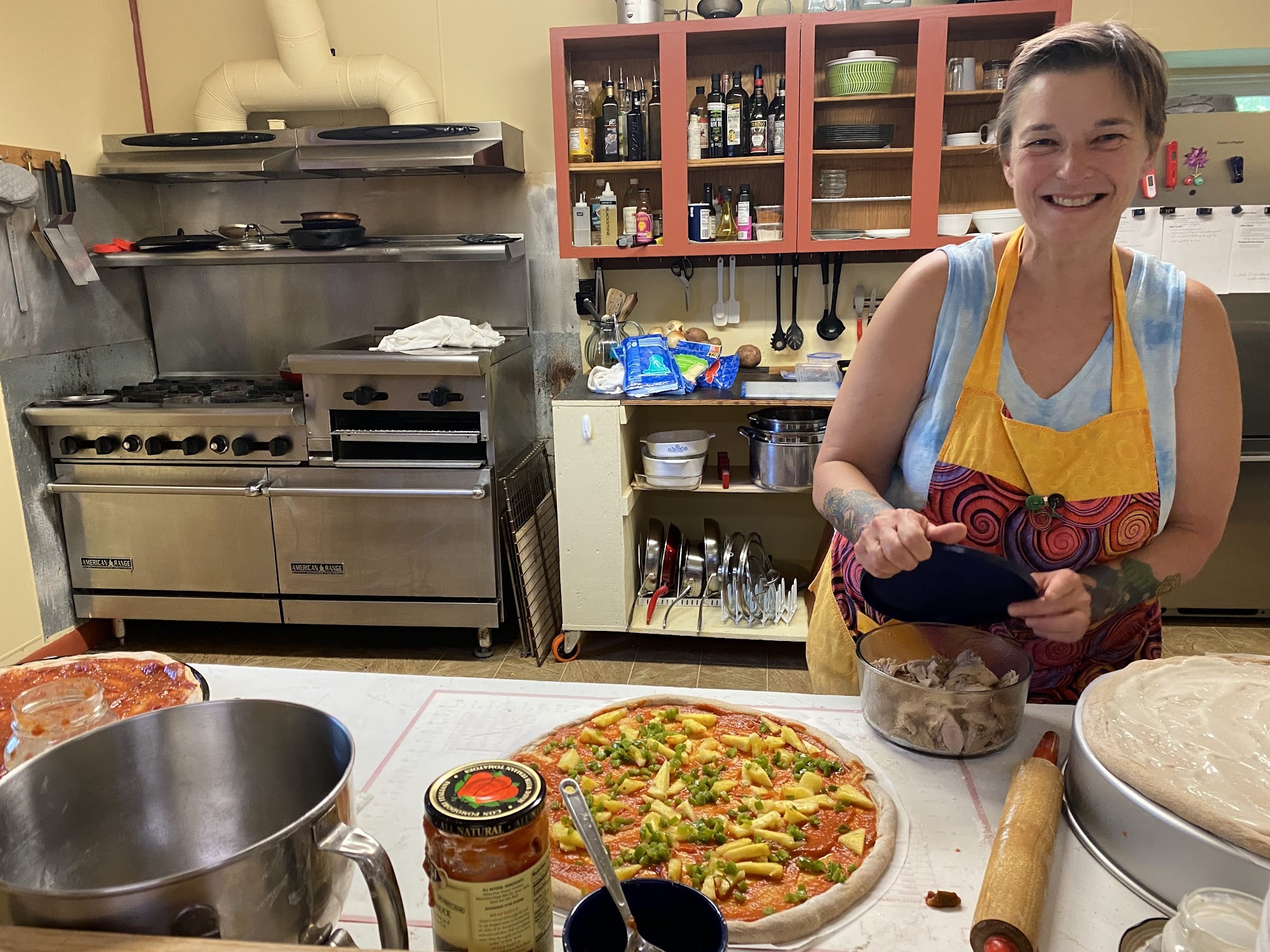 Stella working on pizza night