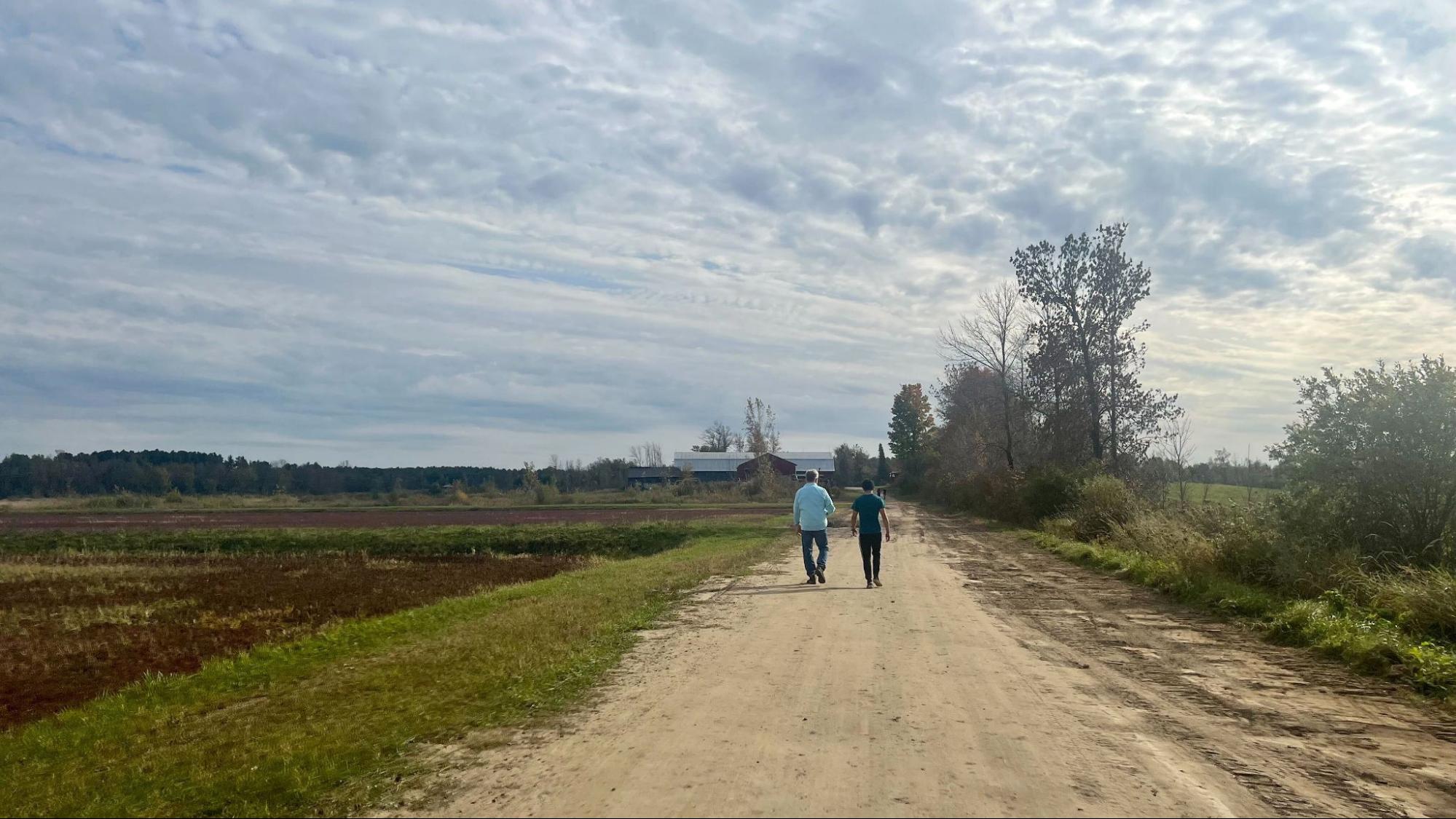 Walking along a path