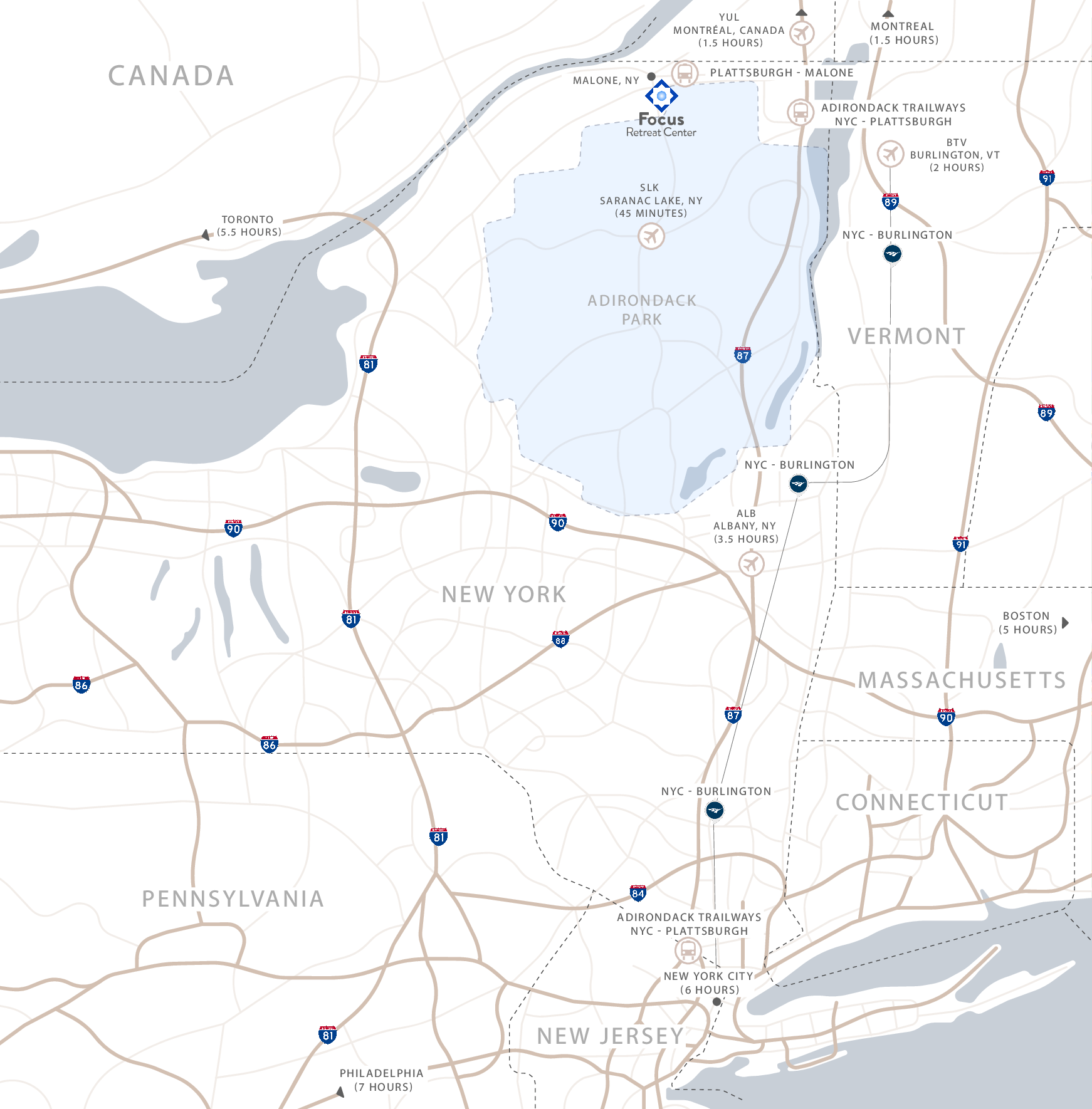 Map showing FRC and transit details