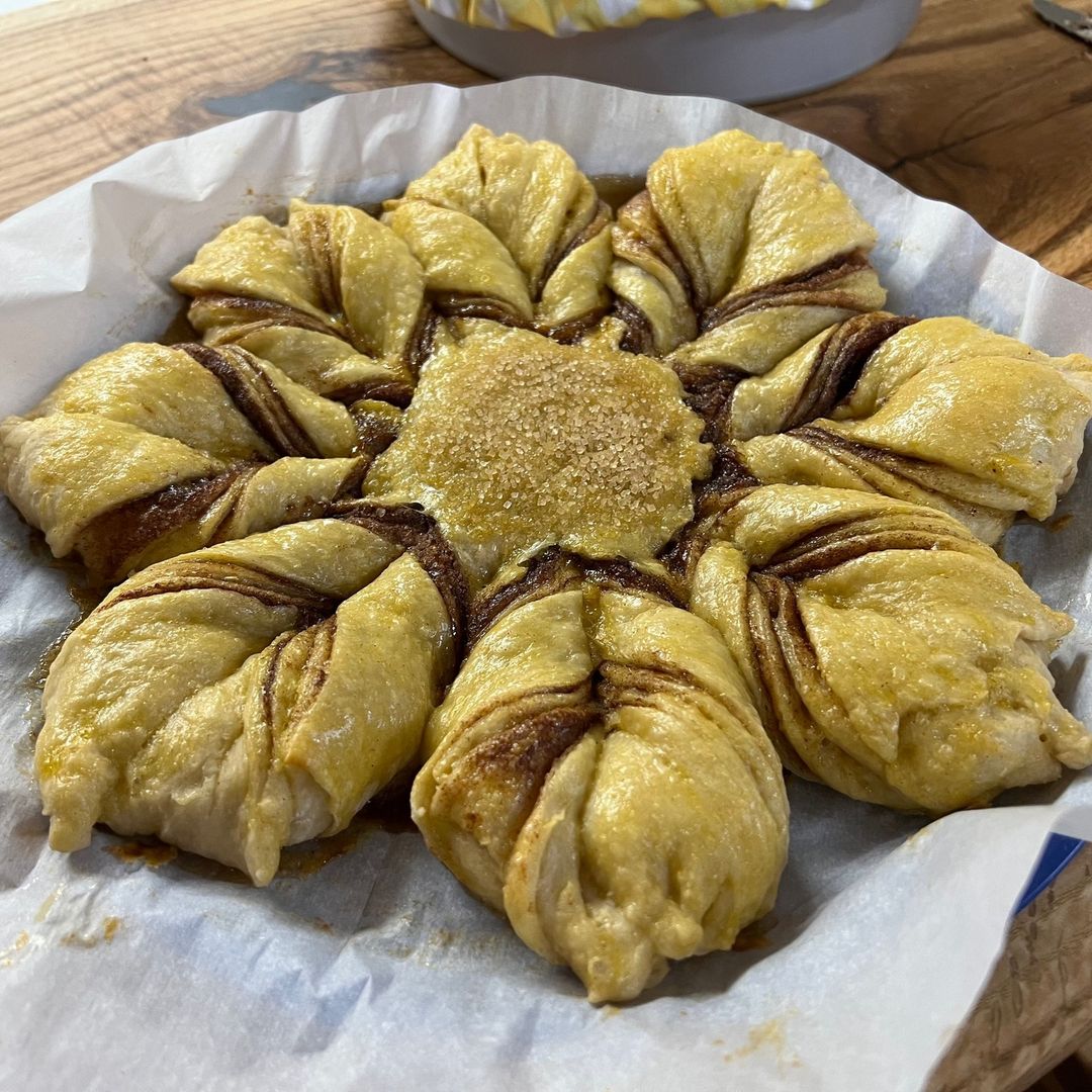 Freshly baked cinnamon tear and share