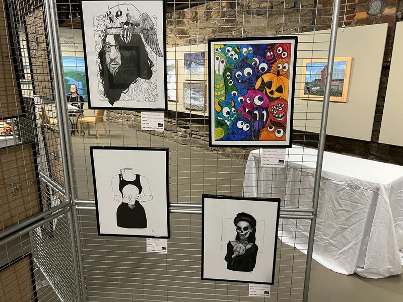 Works on display at Downtown Artist Cellar