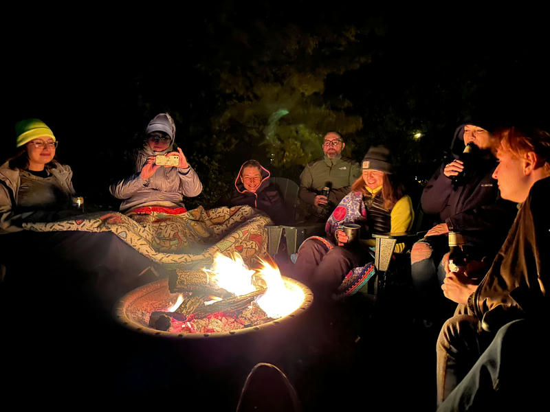 Relaxing around a fire