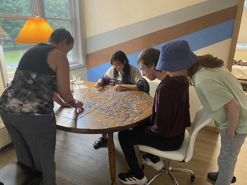Working together on a puzzle
